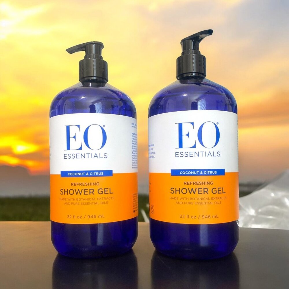 EO Essential Oils Shower Gel Coconut & Citrus Body Wash 32oz each (2-Pack)
